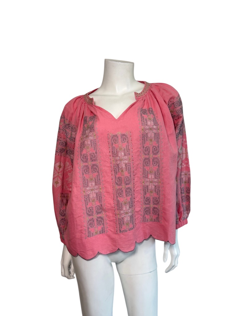 Nwot Rose And Rose Embroidered Top In Pink Size S